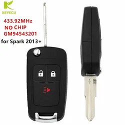 Część wymienna KEYECU składana klapka pilot z kluczykiem samochodowym 3 przycisk 433Mhz nie CHIP GM94543201 dla Chevrolet Spark 2013 2014 2015 2016