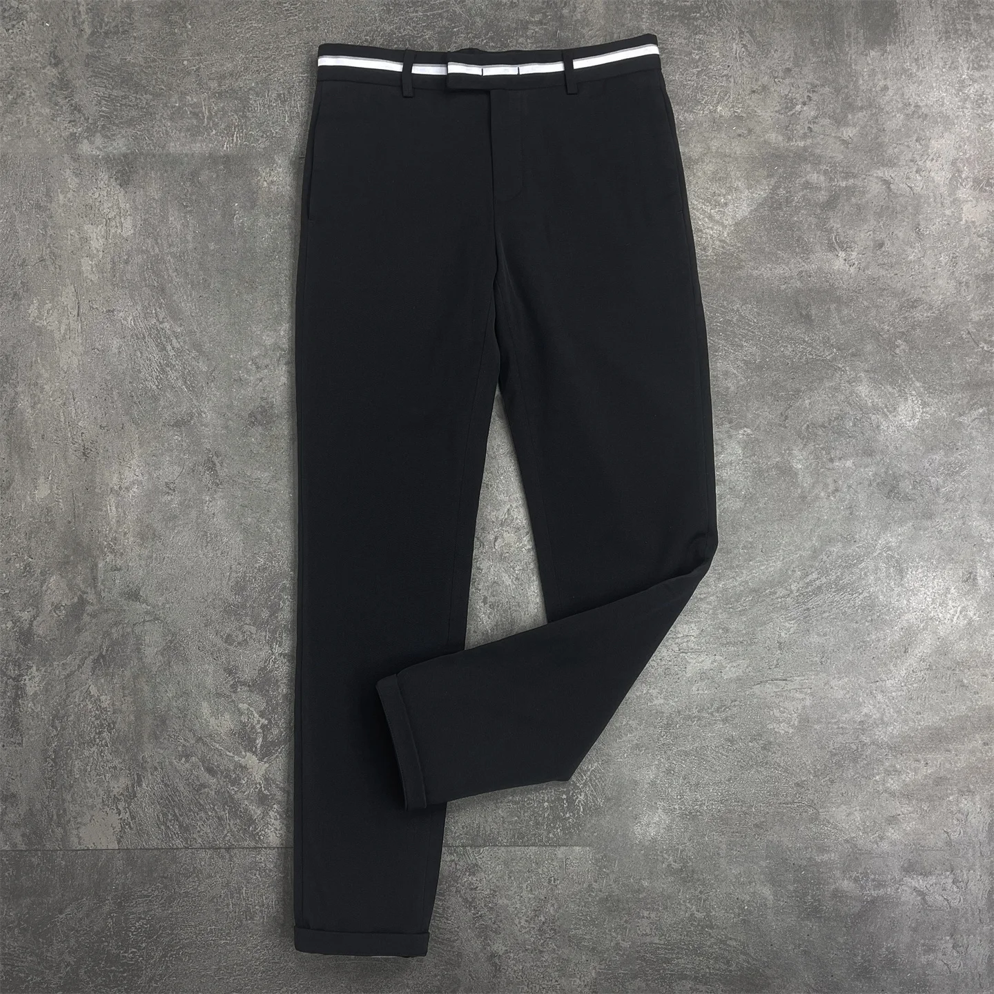 

Men's Slim Fit Straight Leg Casual Pants Winter Anti-Wrinkle Fce Lined Elastic Waist Bla Durable Comfortable Polyester F...