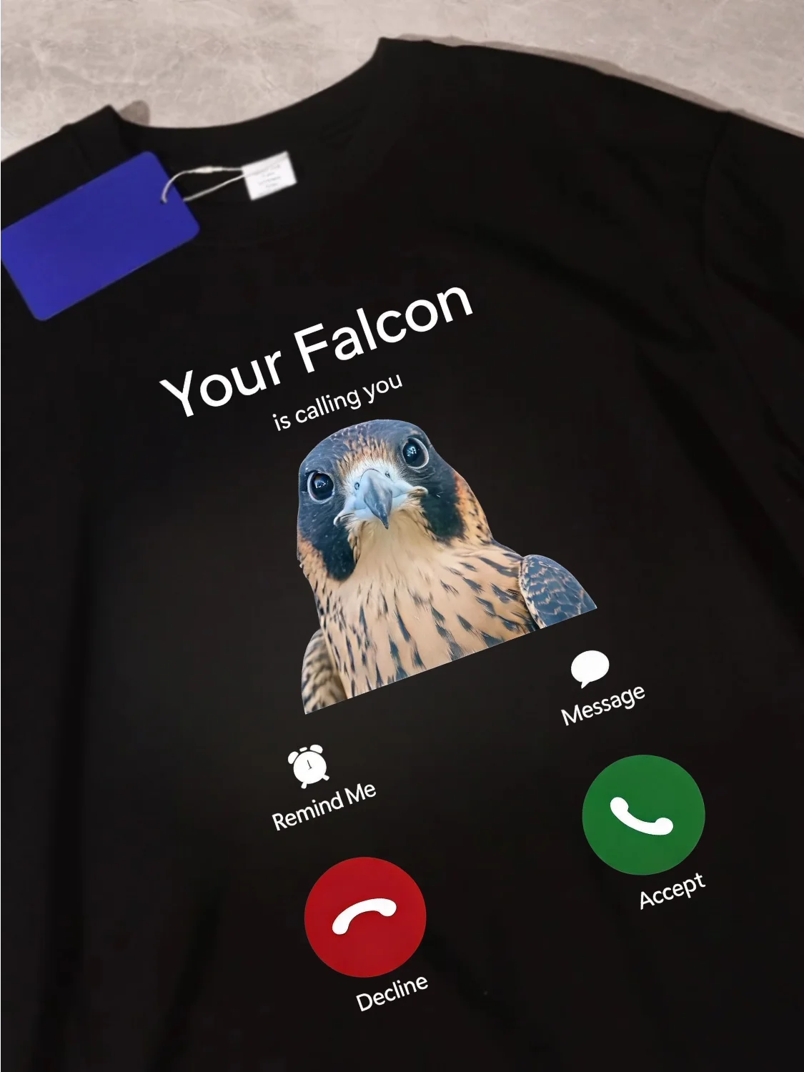 Summer Cotton Short Sleeve T-Shirt Cartoon Print Couple Casual Wild Bird Watching Raptor Falcon Breathable Comfortable Leisure