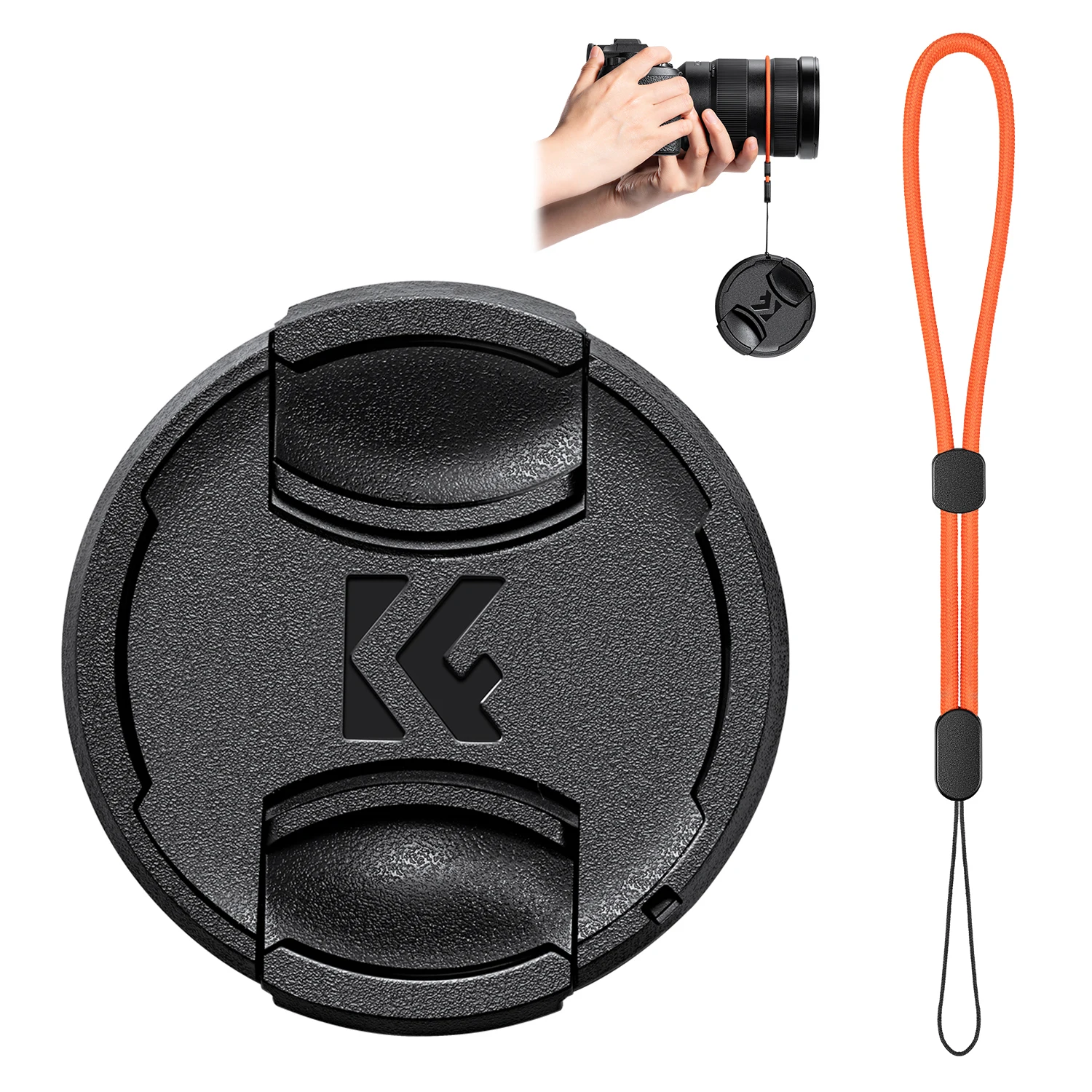 K&F Concept Camera Lens Cap Professional Center Pinch Design Lens Cap Keeper Microfiber Cleaning Cloth For NIK Sony Canon Fuji