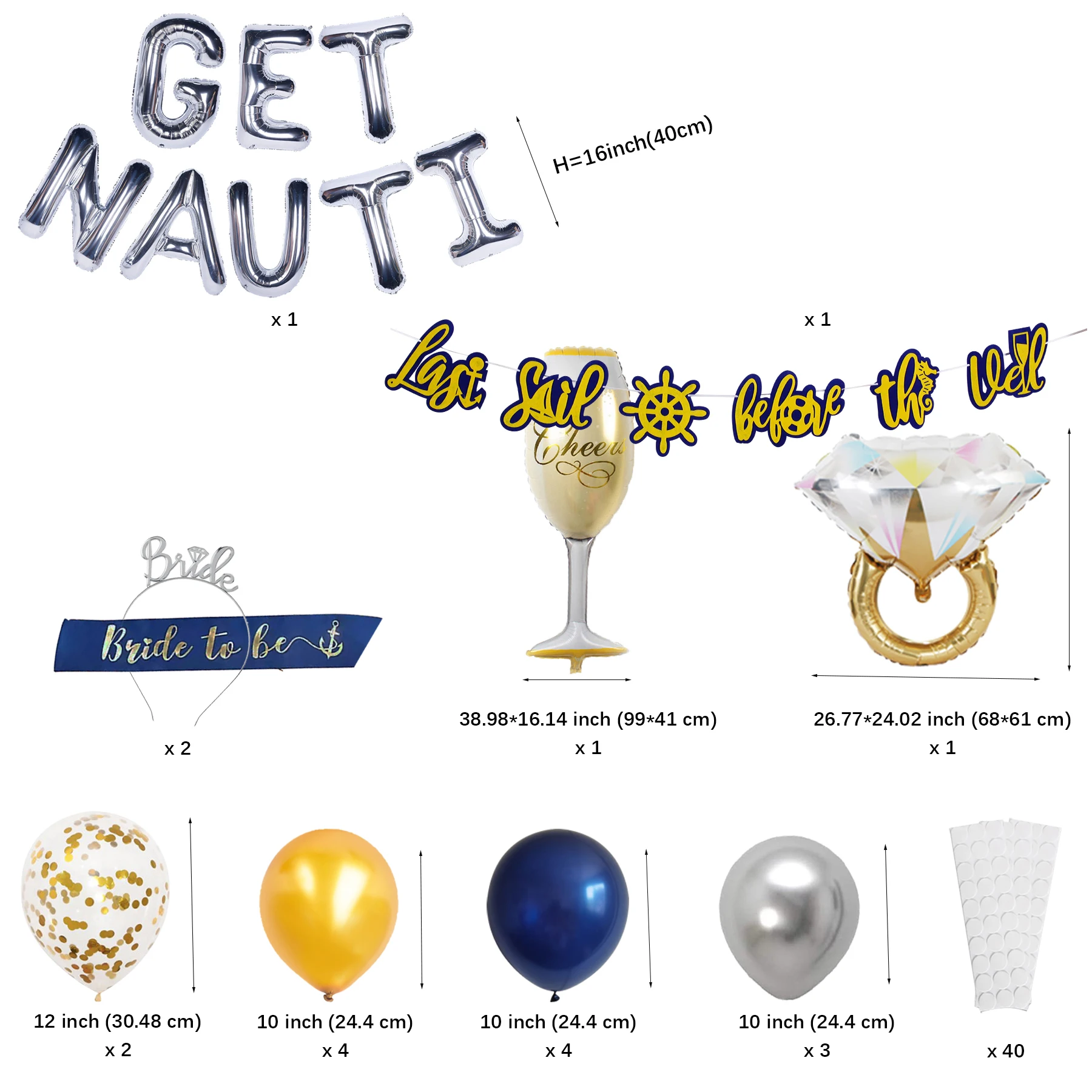 Navy Nautical Bachelorette Party Decoration,  for Drink Up Beach Cruise Adventure Ship Wedding Party Favor Supplies