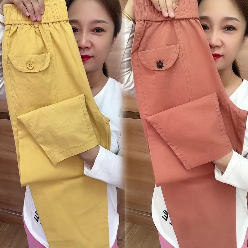 SpringSummer New Korean Cotton And Linen All-Match Elegant Thin Pants Woman Loose High Waist Casual Trousers Women Harlan Pant