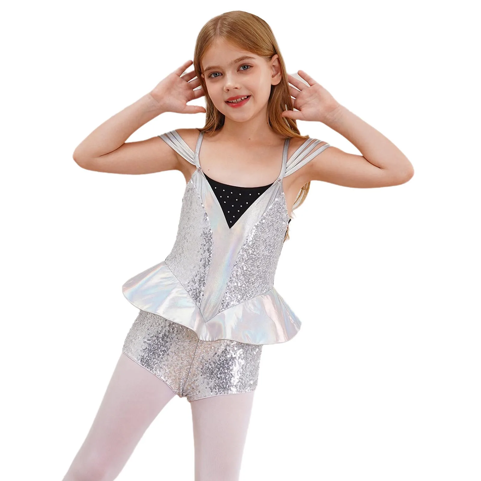 Girls Alien Costume Halloween Carnival Cosplay Fancy Dress Up Robot Spacemen Astronaut Costume Sequins Dance Leotard