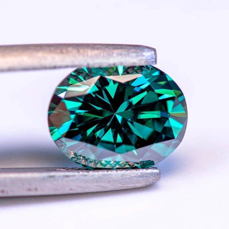 Moissanite Stone Oval Cut Primary Emerald Colour Lab Created Synthetic Gemstone Passed Diamond Tester Comes with GRA Certificate