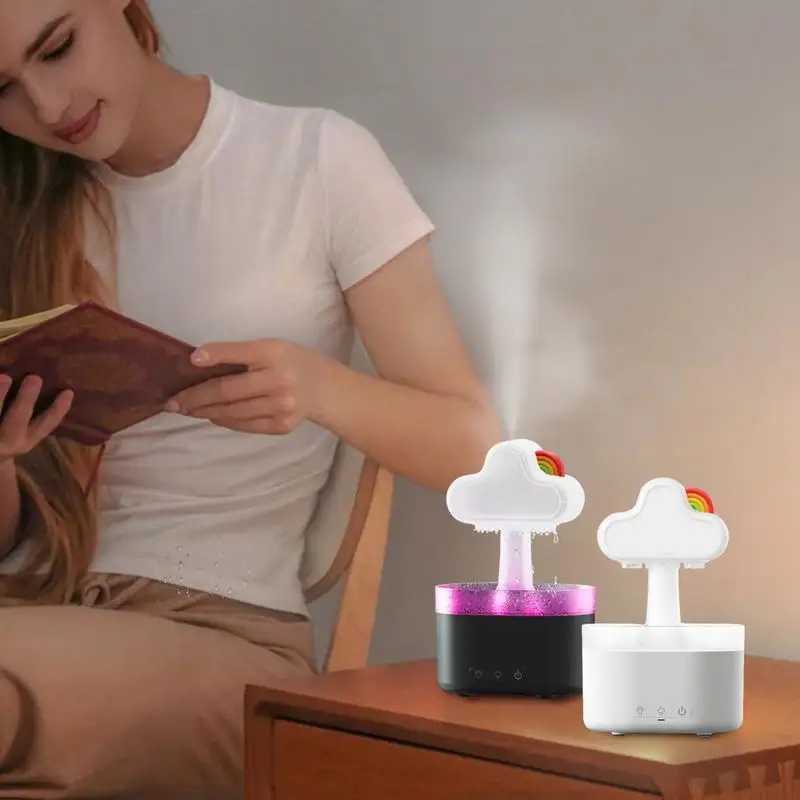 Cute Desk Humidifier Rechargeable Rain Cloud Aromatherapy Diffuser Cartoon Home Decoration Water Drip Humidifier For Relaxing