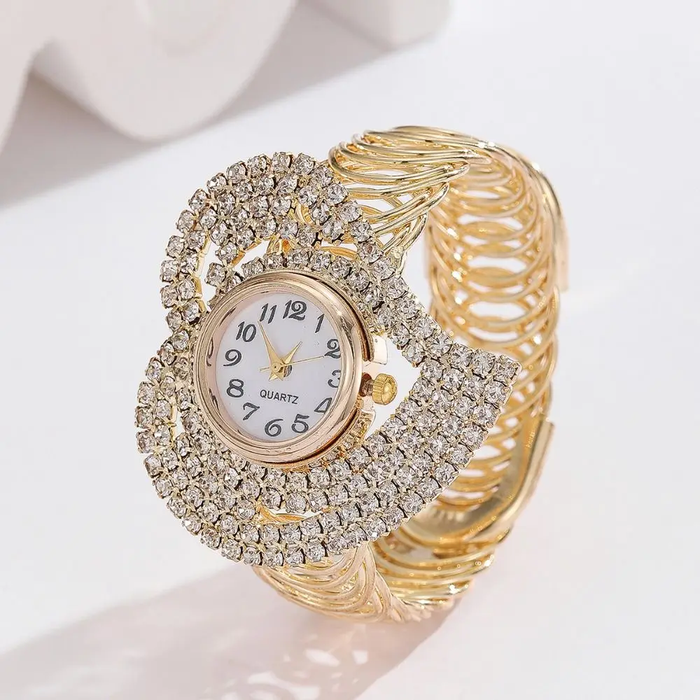 Женские часы-браслет с кристаллами для девочек - круглый аналоговый кварцевый циферблат, вневременная элегантность для любого случая