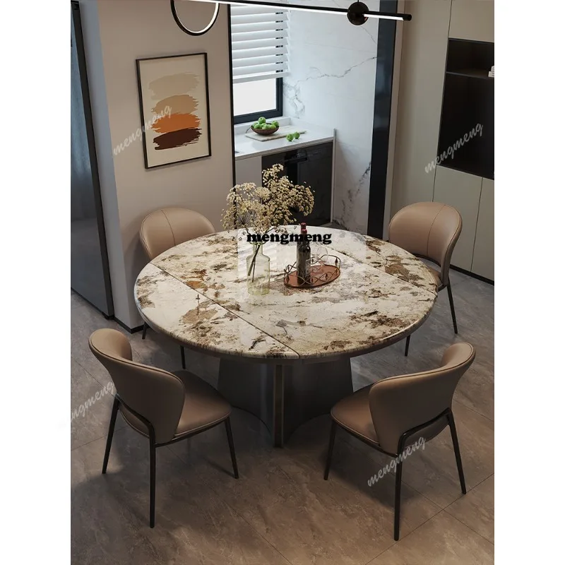 

dining table telescopic folding square and round dual-purpose multi-functional dining table combination modern round table