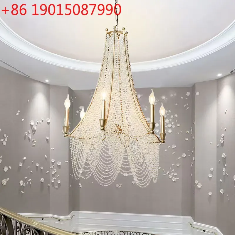 

Light luxury dining room crystal living room ktv lamps villa staircase duplex staircase lights