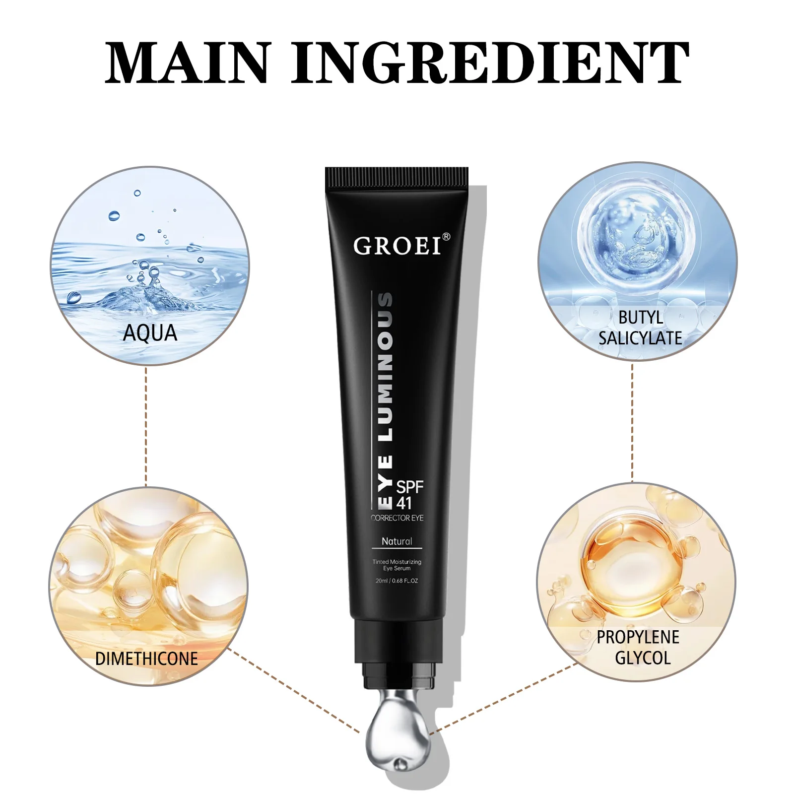 Crema correctora iluminadora de ojos Spf 41, cobertura completa, resistente al agua, de larga duración, corrector de ojos correctivo para un maquillaje de aspecto perfecto