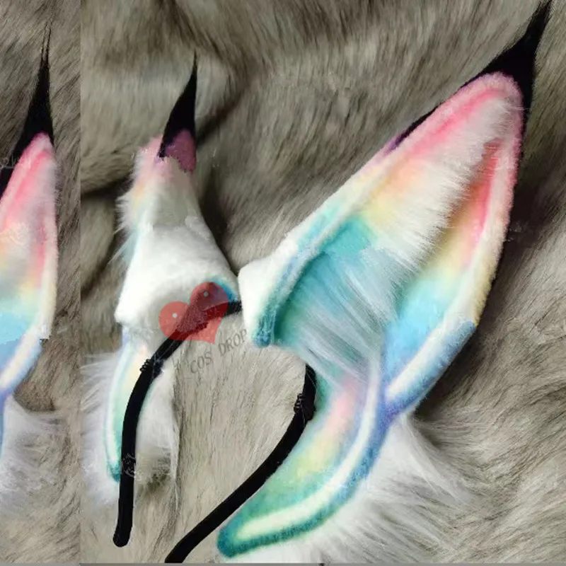 New big simulation beast ear dog fox ear cosplay props Halloween gifts Women\'s headwear hair accessories