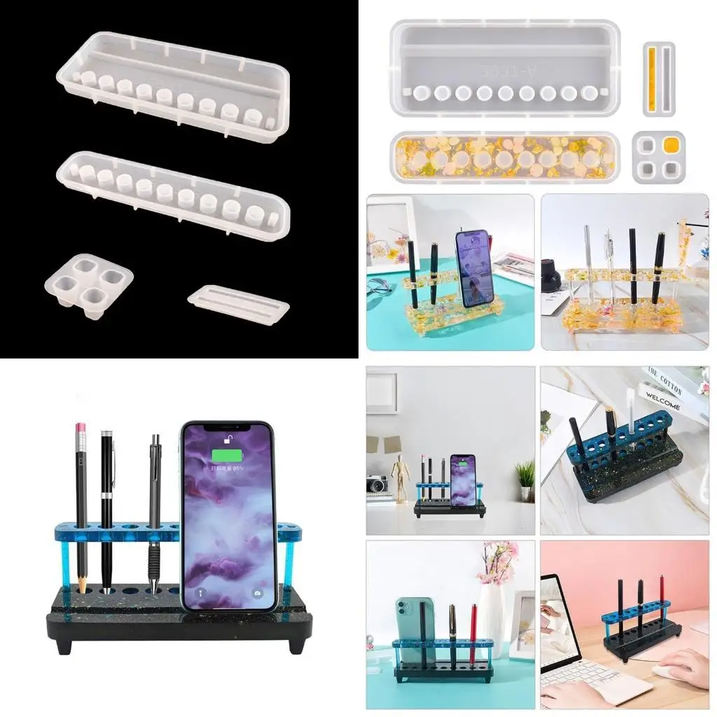 

J78F 4x/set Pen Pencil Holder Molds Resin Crafts Plaster Cement DIY Decor Craft