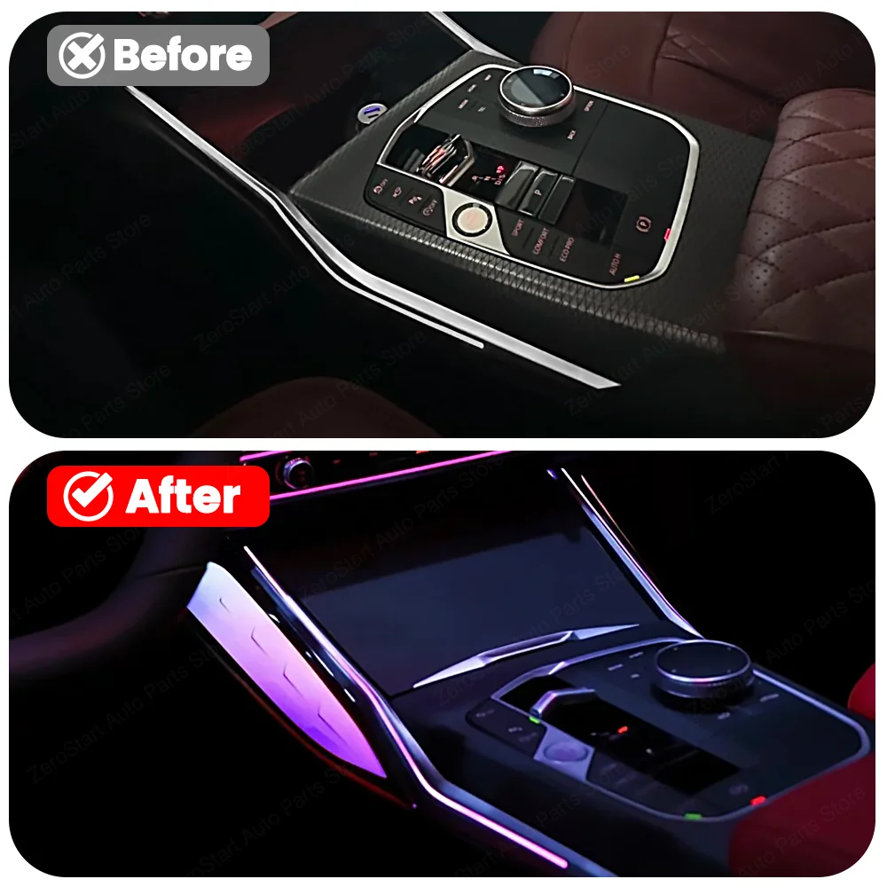 11 Colors LED Crystal Center Ambient Lighting For BMW 3 4 Series i3 G20 G22 G26 G80 G82 Console Saddle Atmosphere Light Interior