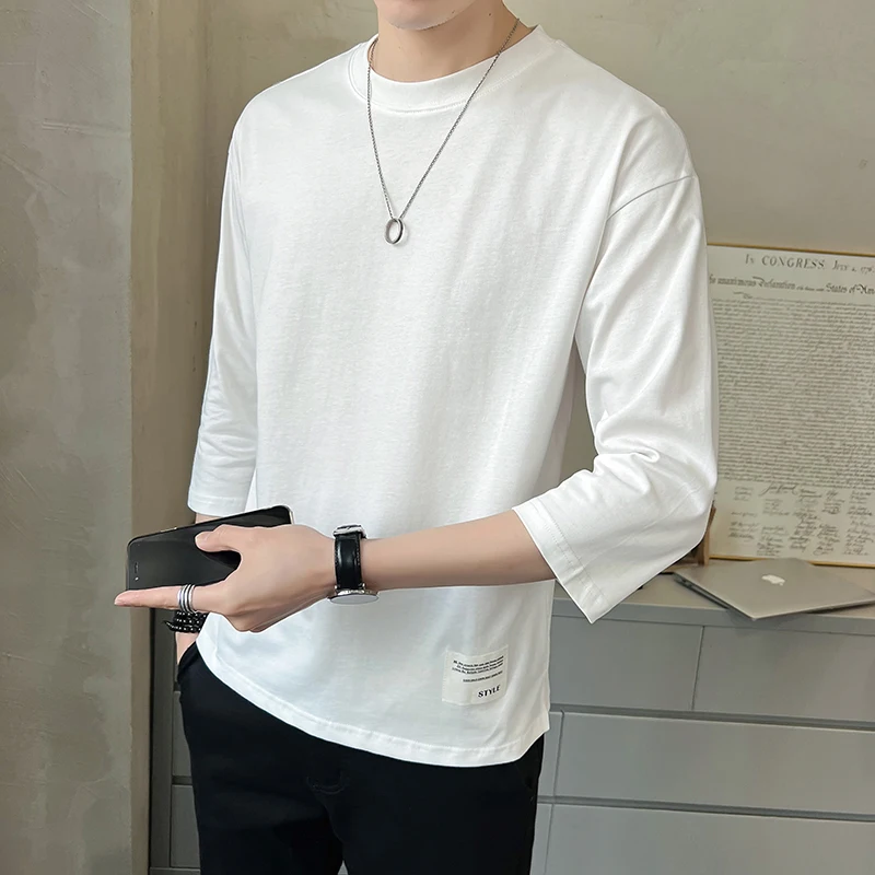 Summer New Style Men's Fashion Casual Short-Sleeved T-Shirt Air Conditioner Shirt Three-quarter