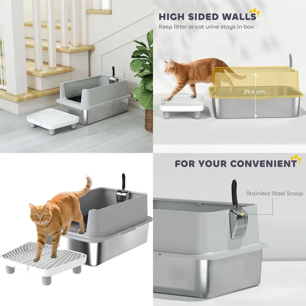 

Очень большой лоток для нескольких кошек с высокими бортиками, в комплекте совок, герметичный, легко чистится, с контролем запаха