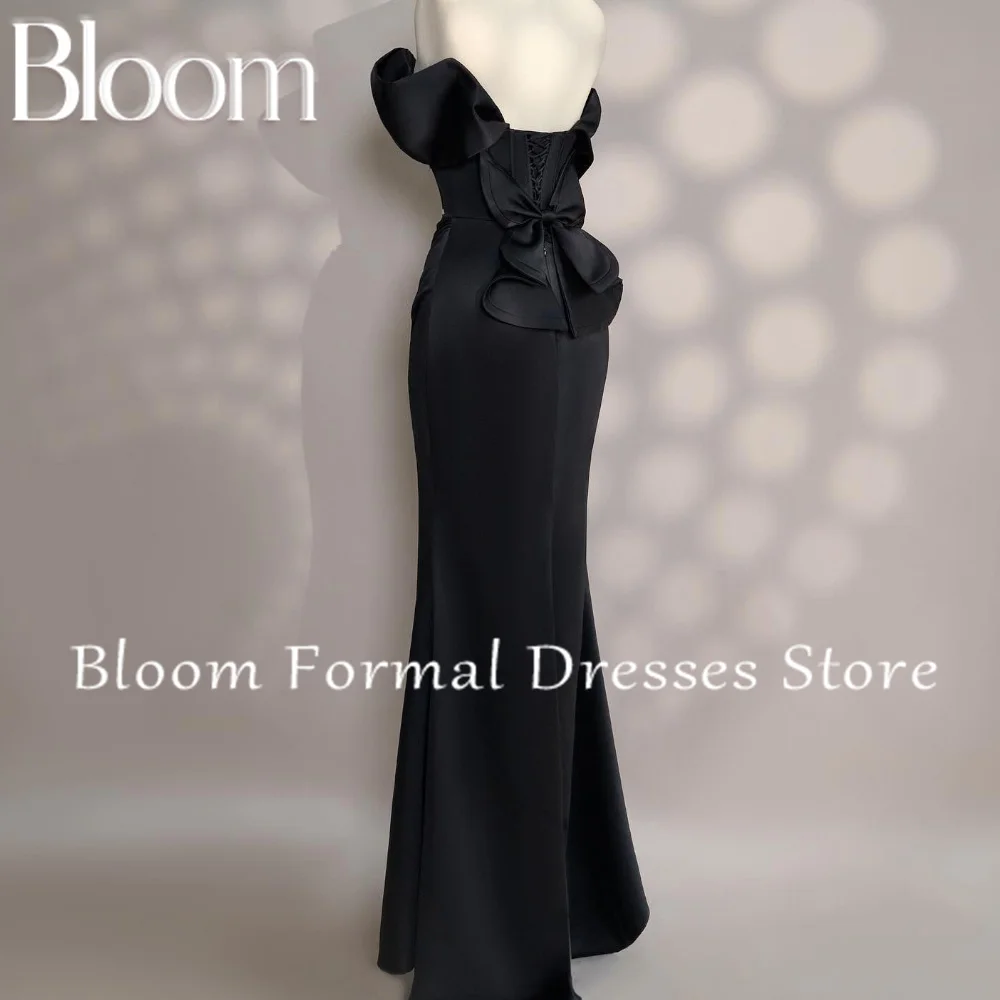 Bloom Sleeveless Solid Color Floor Length Scoop Corset Side Silt Pleats Straight Elegant Party Evening Dresses Woman Charming