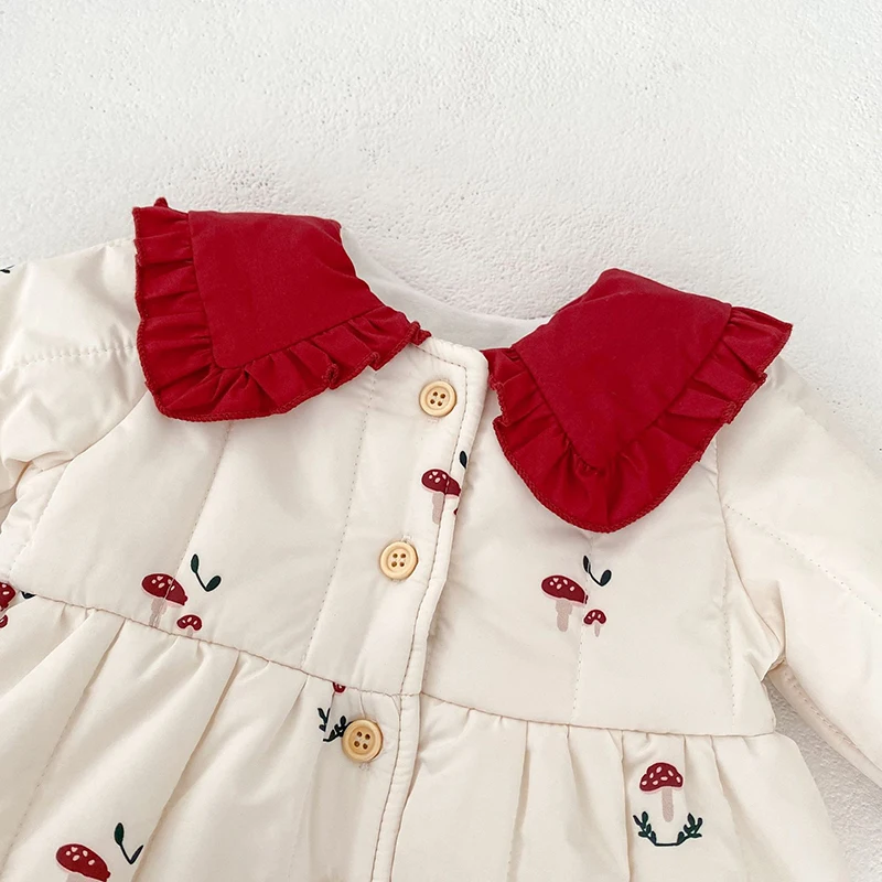 2024 neue Winter 0-3Yrs Kleinkind Baby Mädchen Jacke Lange Ärmeln Druck Verdicken Warme Strickjacke Mantel Neugeborenen Baby Mädchen Dicken Mantel