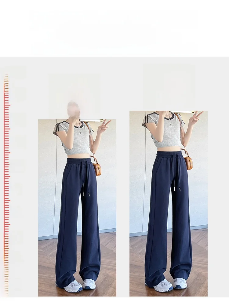 여성용 스포츠 팬츠 캐주얼 스트레이트 레그 요가 팬츠 하이 웨이스트 슬리밍 카프리 길이 폴리에스터 혼방 한국 스타일