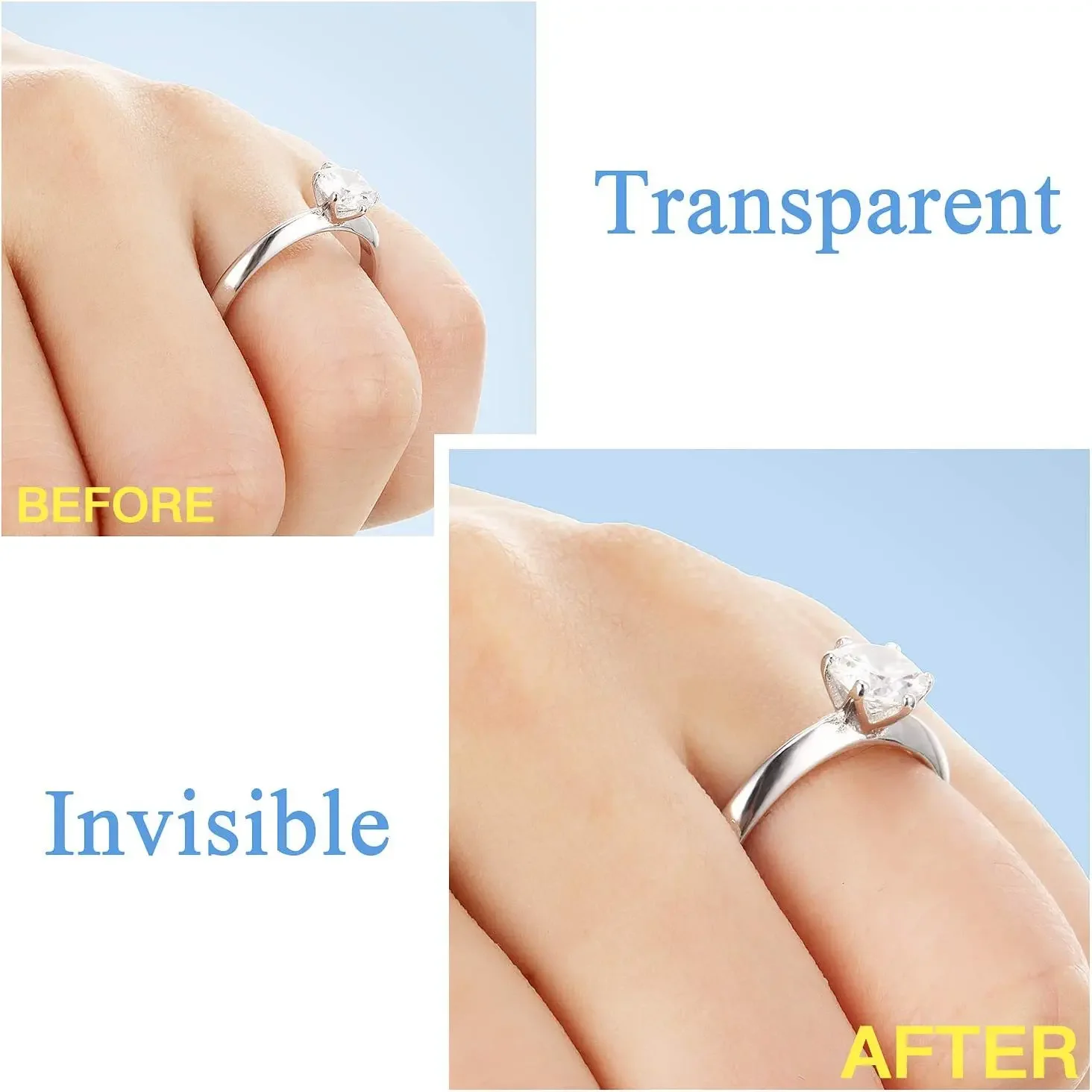 Ajusteur de taille de bague en silicone transparent invisible, redimensionneur de bague, Beverer 8TANSilicone, Ajustement de bague, Outils de bijoux