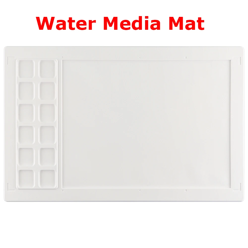 

43.8*27.3cm Water Media Mat Multimedia Mat with 12 Palette Wells for Mixing Color Ink Transfer Stamping Crafting Tool 2022 Hot