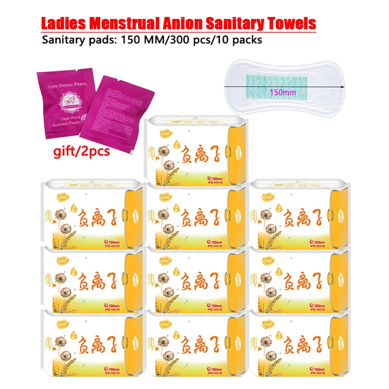 

300Pcs/10Packs Anionic Sanitary Napkins dry and Breathable Women Sanitary Napkin Pads Wholesale Women Sanitary Napkin Product