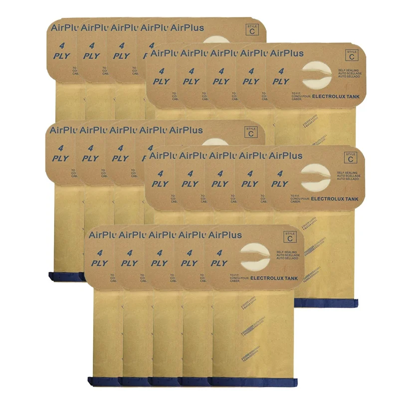 -MEOF 25 قطعة استبدال نمط C 4-PLY أكياس لإلكترولوكس نوع C علبة المكانس قطع الغيار