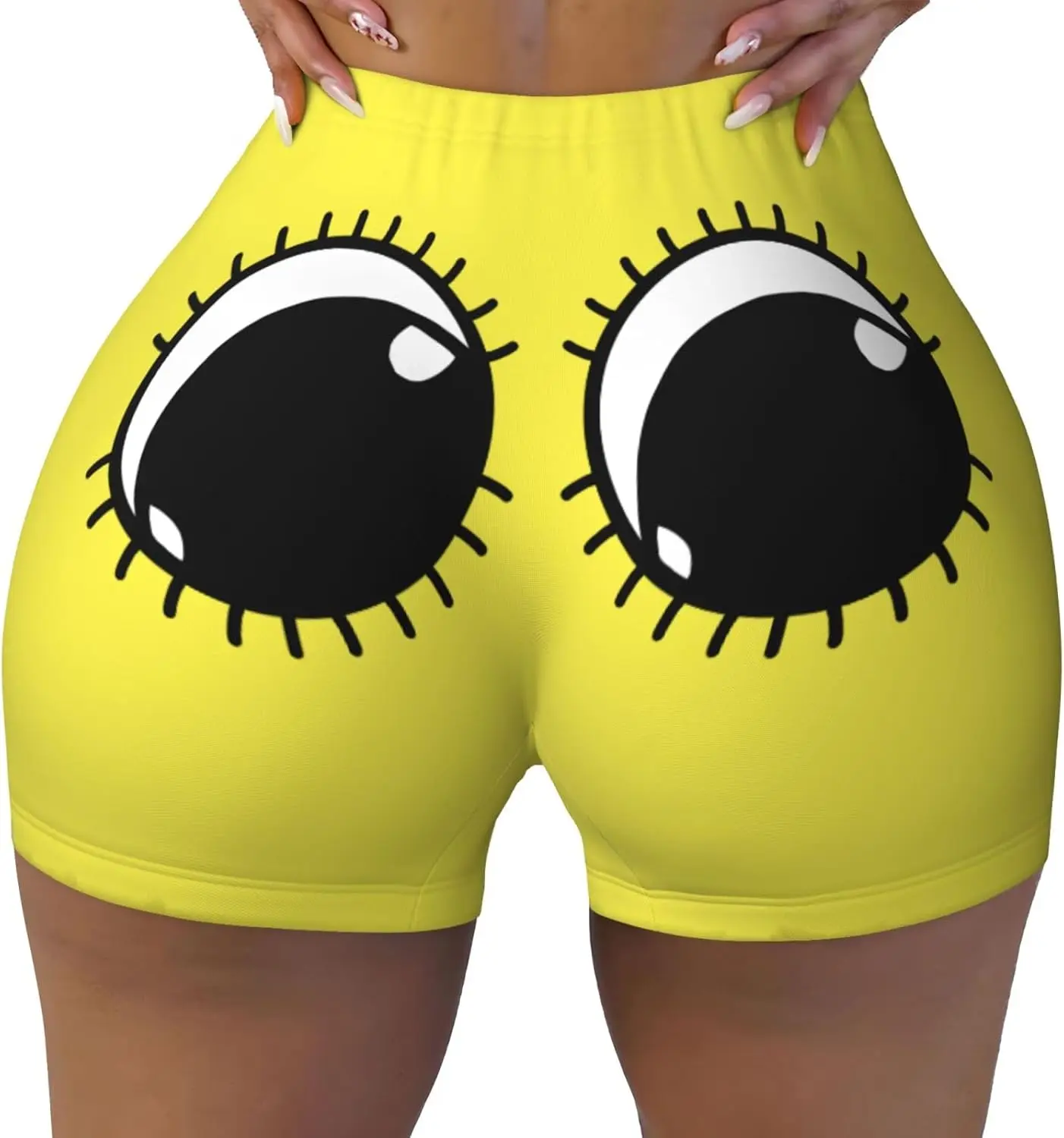 لطيف عيون كبيرة المرأة تجريب السراويل تشغيل السراويل السائق قصيرة تمتد اليوغا السراويل الساخنة Scrunch رياضة Y2k السراويل