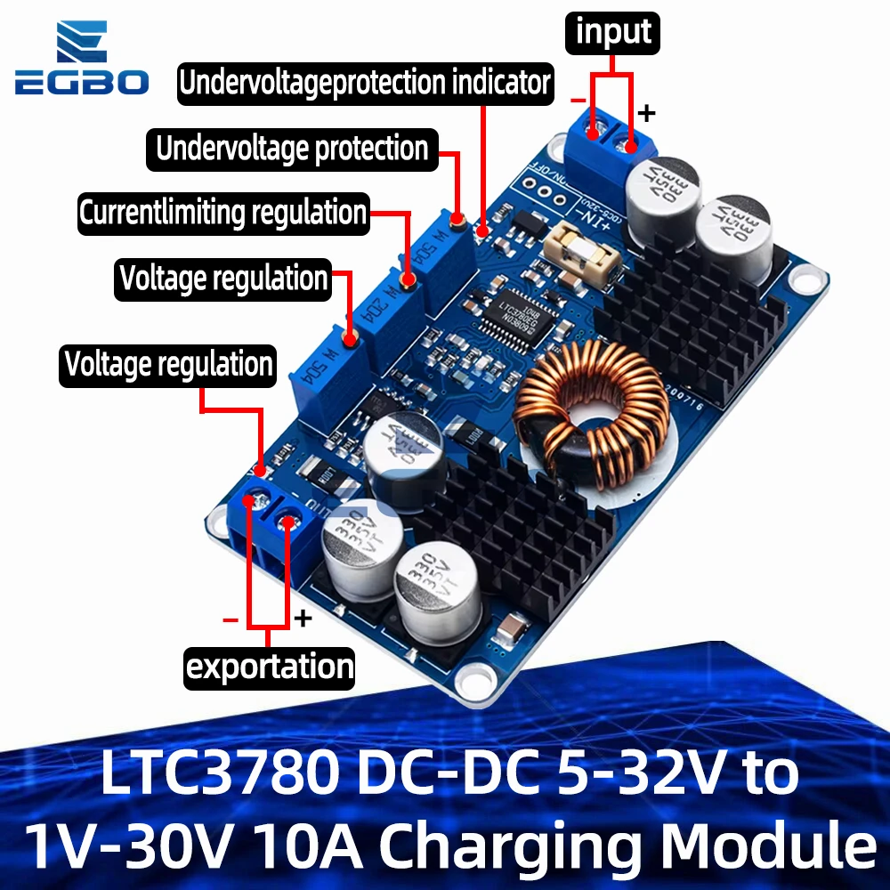 1~10PCS EGBO LTC3780 DC-DC 5-32V to 1V-30V 10A Automatic Step Up Down Regulator Charging Module Power supply module