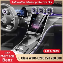 For Mercedes Benz C Class W206 C200 220 260 300 2022 2023 Car Interior Center Console TPU Protective Film Anti-scratch Repair
