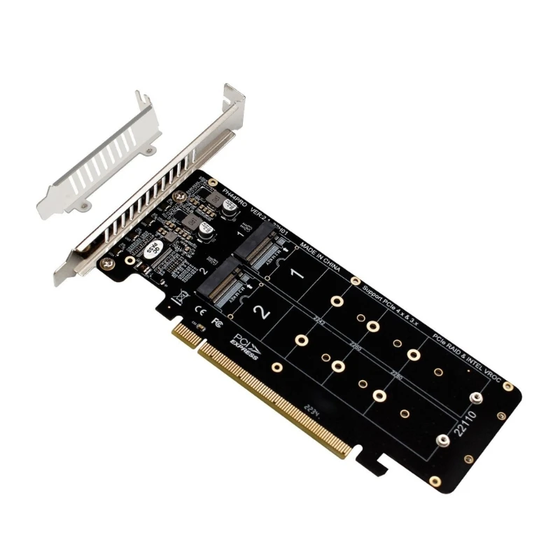 PCIE X16 to M.2 M-key NVME x 4 SSD 2U Server RAID Array Expansion Split Adapter