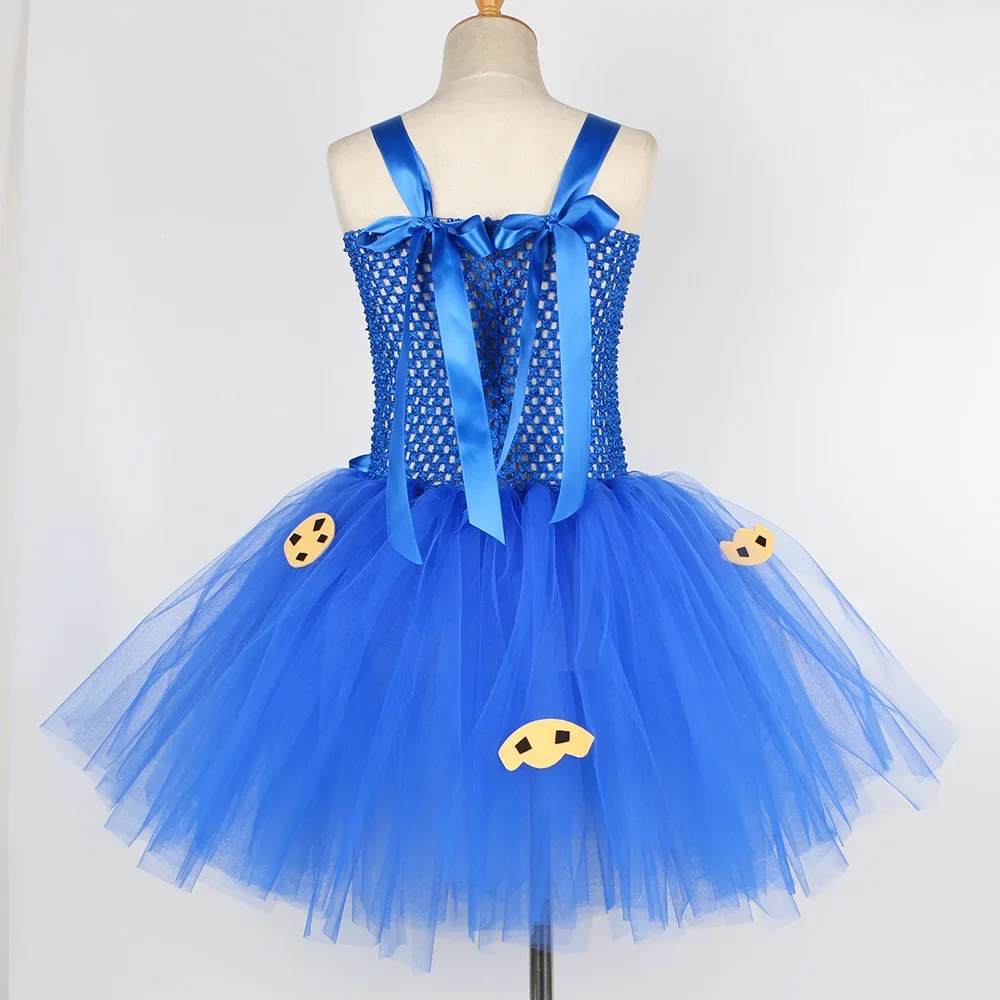 Red Blue Cookie Monster Costume Baby Girls Cosplay Anime Cartoon Tutu Dress Kids Fancy Halloween Carnival Party Dress Up Clothes