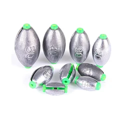 Olive Shaped Lead Sinker with Plastic Tube Quick Change 2g-50g Open Lead Weights with Scale Ocean Fishing Tools Accessories