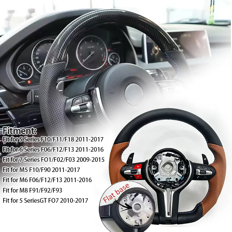 Geschikt voor BMW X3 X4 X5 M2 M3 M4 F10 F12 F15 F16 F20 F22 F30 F31 bruin lederen op maat gemaakte gemodificeerde stuurwiel