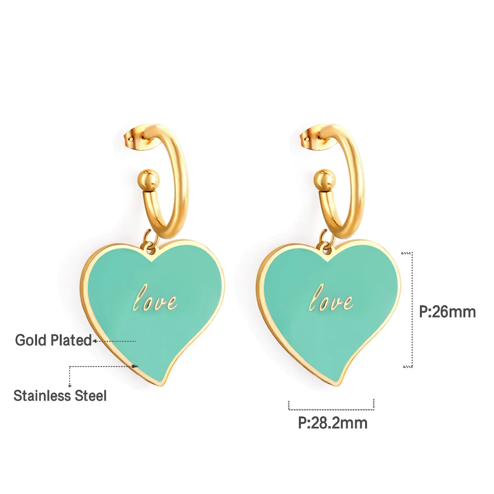 LUXUSTEEL Lover's Gift Stainless Steel Heart Love Shell Hoop Earrings Women Acccessoies Stainless Steel No Fade Earrings 2020 Bi