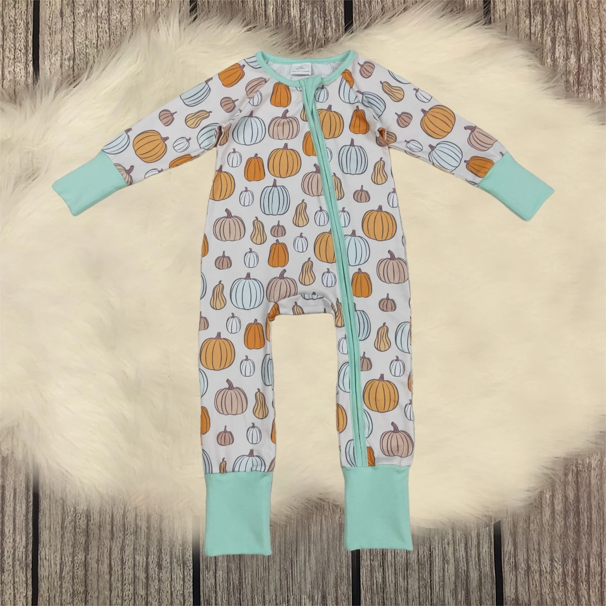 

Cute Baby Boy Toddler Thanksgiving Autumn Jumpsuit Children Pumpkins Romper Newborn Coverall Fall Zipper Bodysuit Wholesale