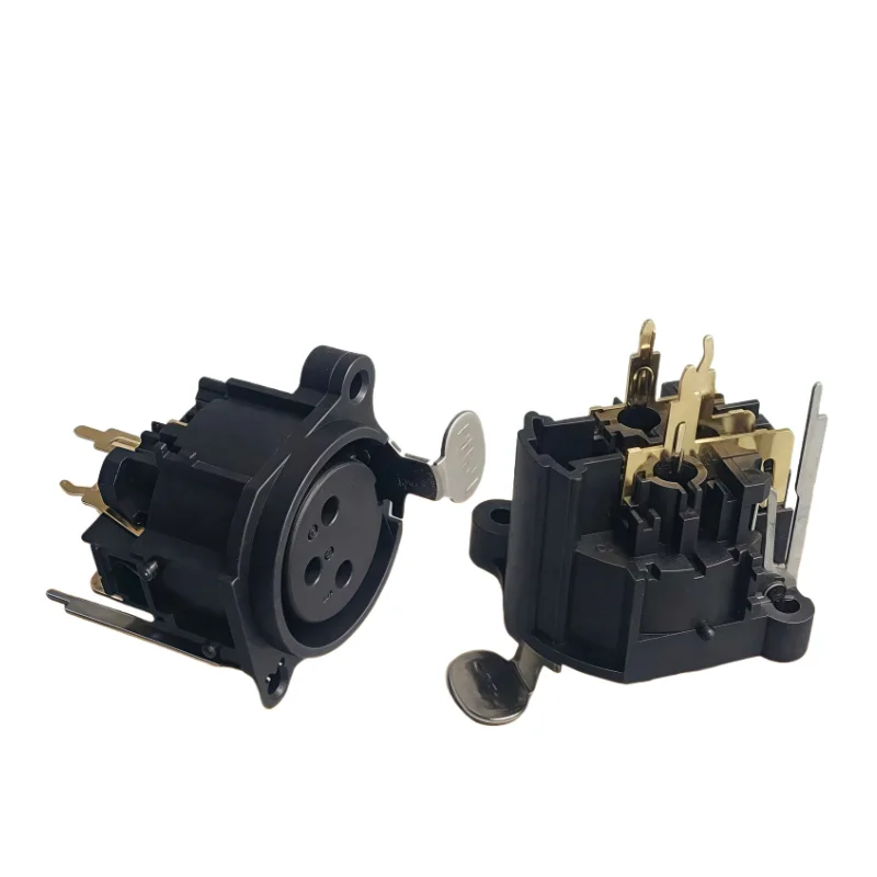 2Pcs Gold XLR 3Pin Female Socket Right Angle Chassis PCB Panel Connector for MIC Stage Audio Device