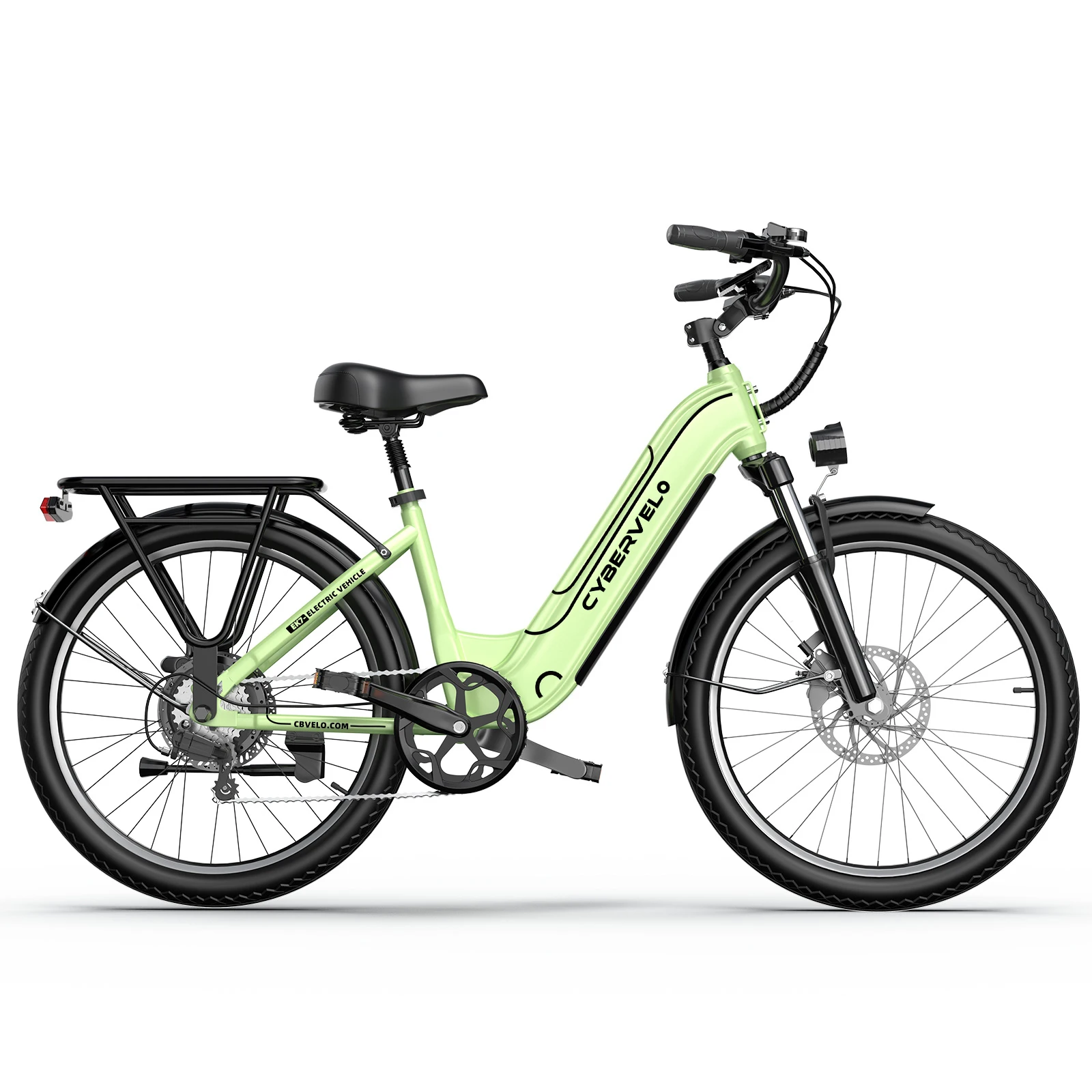 Cybervelo 26' Electric Bike Fat Tire 1000W Peak 48V 25Ah Long-lasting Removable Battery 7-Speed City Commute All-terrain E-Bike Adults EK10 image 5
