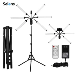 Selens 2/4/6 Arms LED Tube Light LED For Live Stream Camera Selfile Light Bi-color Dimmable With Phone Tripod Stand Holder