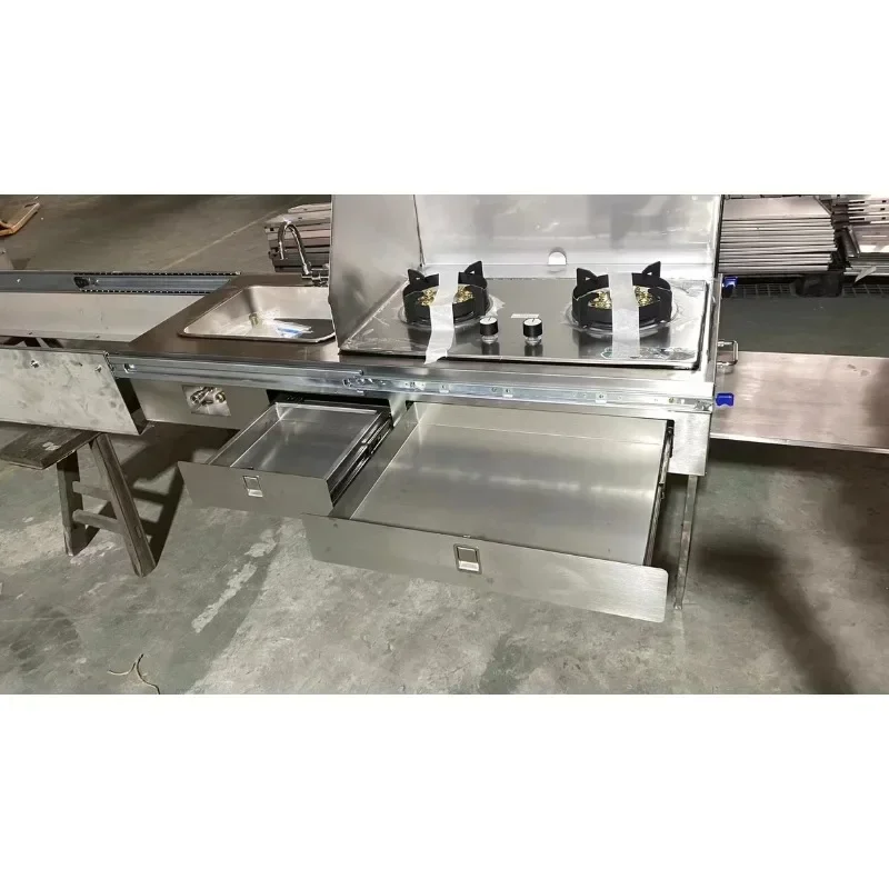 Self-towing motor home modified RV accessories, outdoor stove, outdoor pull-out stove