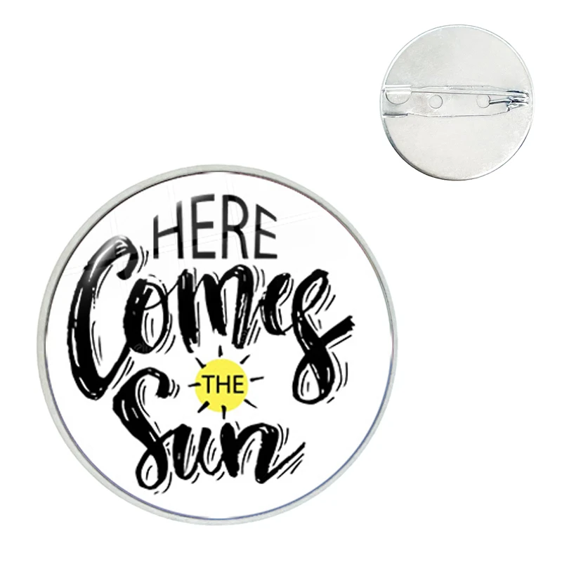 Here Comes the Sun Cartoon Brooch Pins Badge Glass Gems Metal Pin For Clothes Hat Accessories