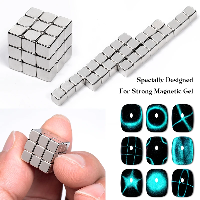 27Pcs Multi-Function Strong Magnet Cube Cat Magnet For Nail Gel Polish Nail Magnetic Stick Square Round Magnet Manicure Tools