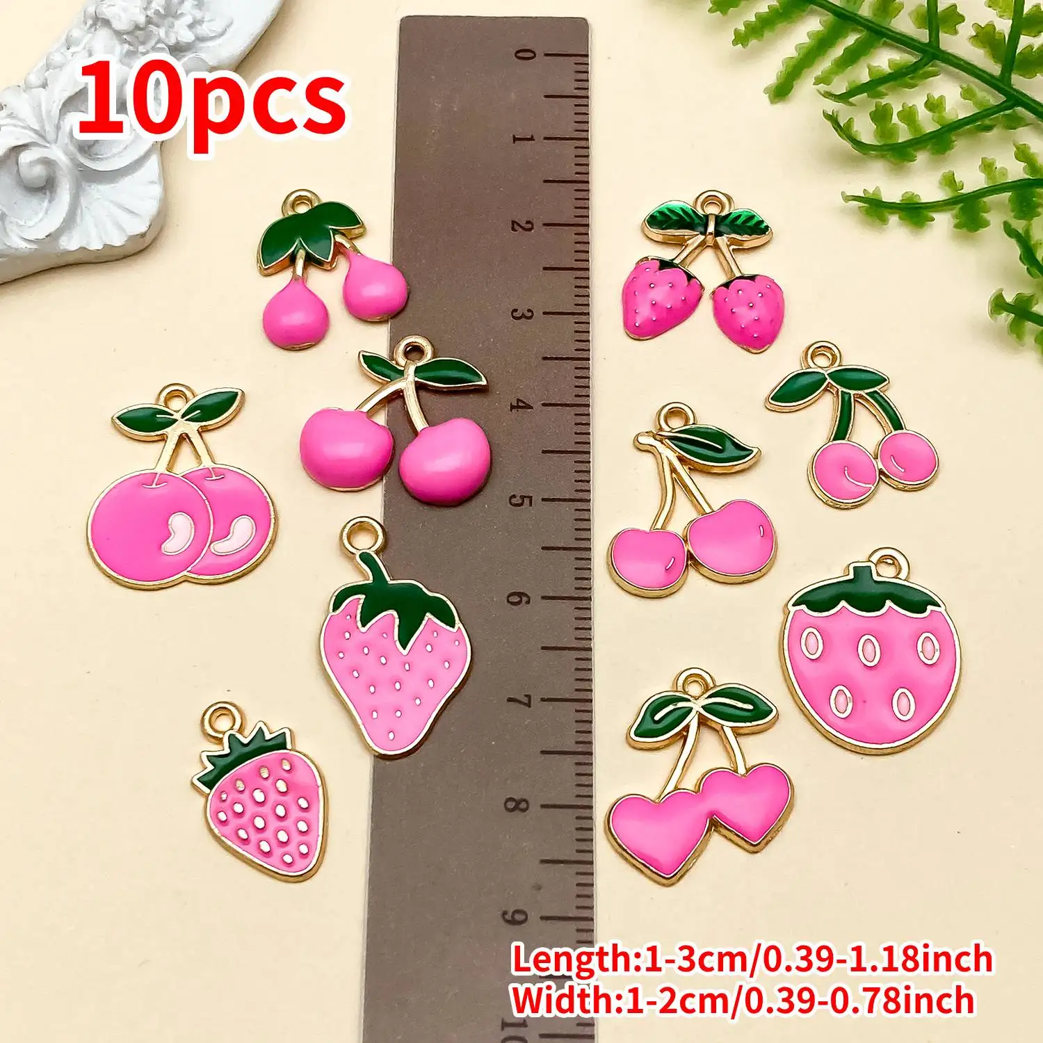 10pcs Alloy Drop Oil 3D Small Strawberry Fruit Charms Pendants For Jewelry DIY Bracelet Womens Earrings Decorative Accessories view 6