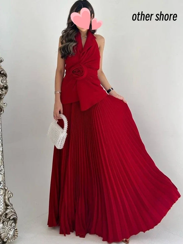 Andere Shore Elegante Vintage Sexy Süße Rote Blume Rüschen V-ausschnitt Anpassen Formelle Anlässe Ballkleid Abend Party Kleider