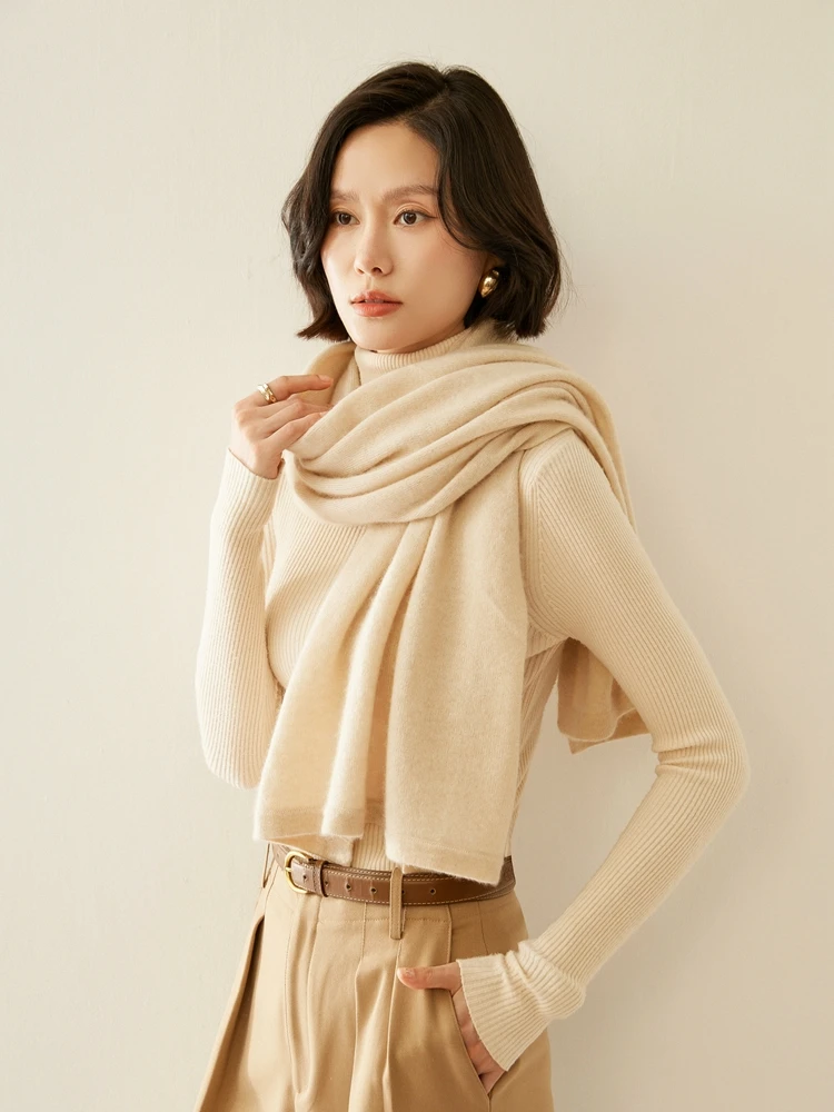 Luxury Women 100% Cashmere Shawl Scarf Autumn Winter Cashmere Knitwear Buttons Grace Wraps Office Lady Cashmere Sweater Cappa