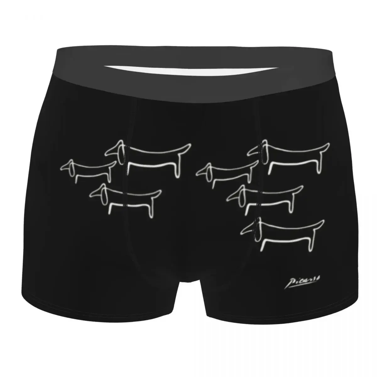 Custom Sexy Pablo Picasso Line Art Dachshund Boxers Shorts Panties Men's Underpants Stretch Wild Wiener Dog Briefs Underwear