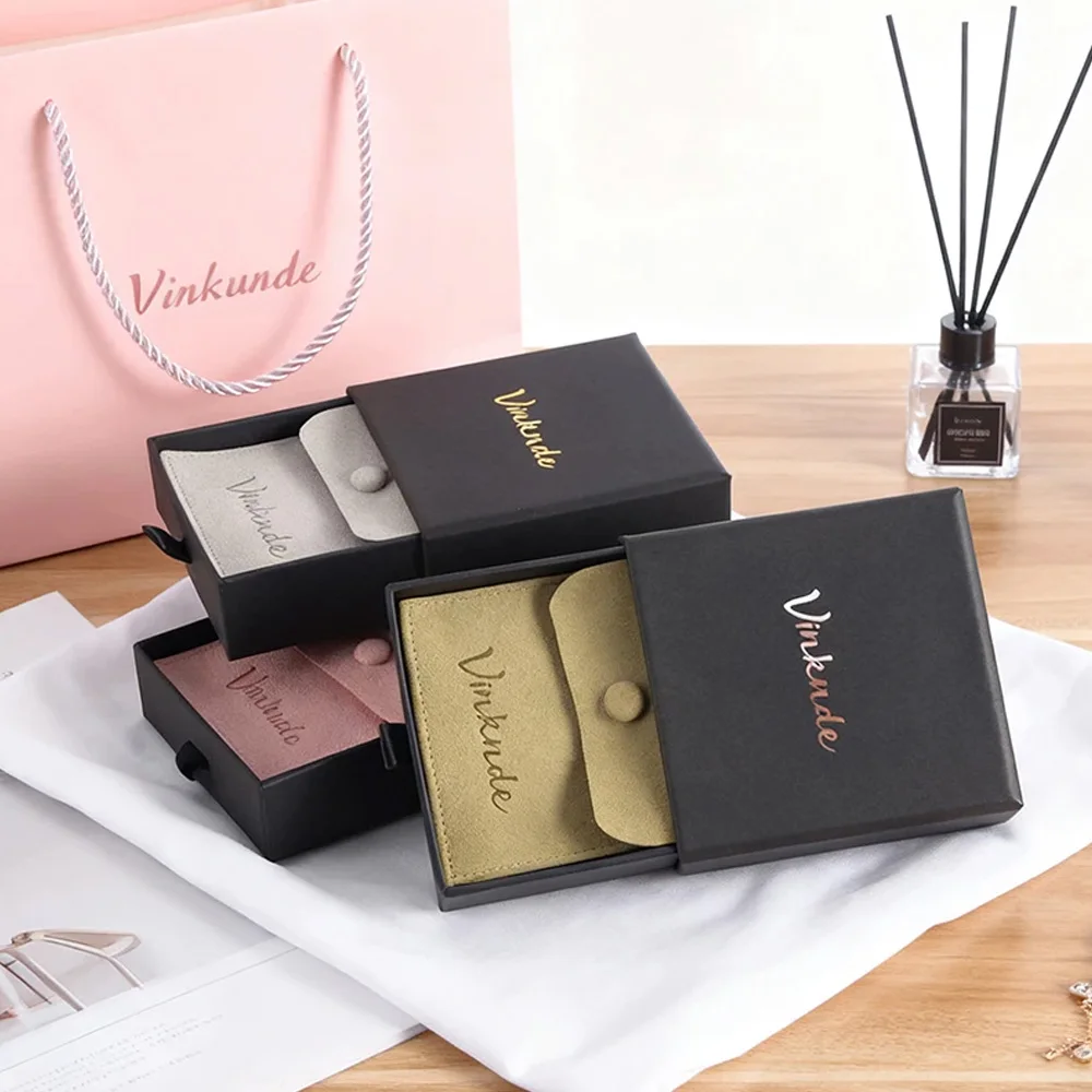 

Hot Sale 7x9x3cm Sliding Drawer Paper Jewelry Box Elegant Display for Earrings Necklace Ring Christmas Gift Boxes Microfiber Bag