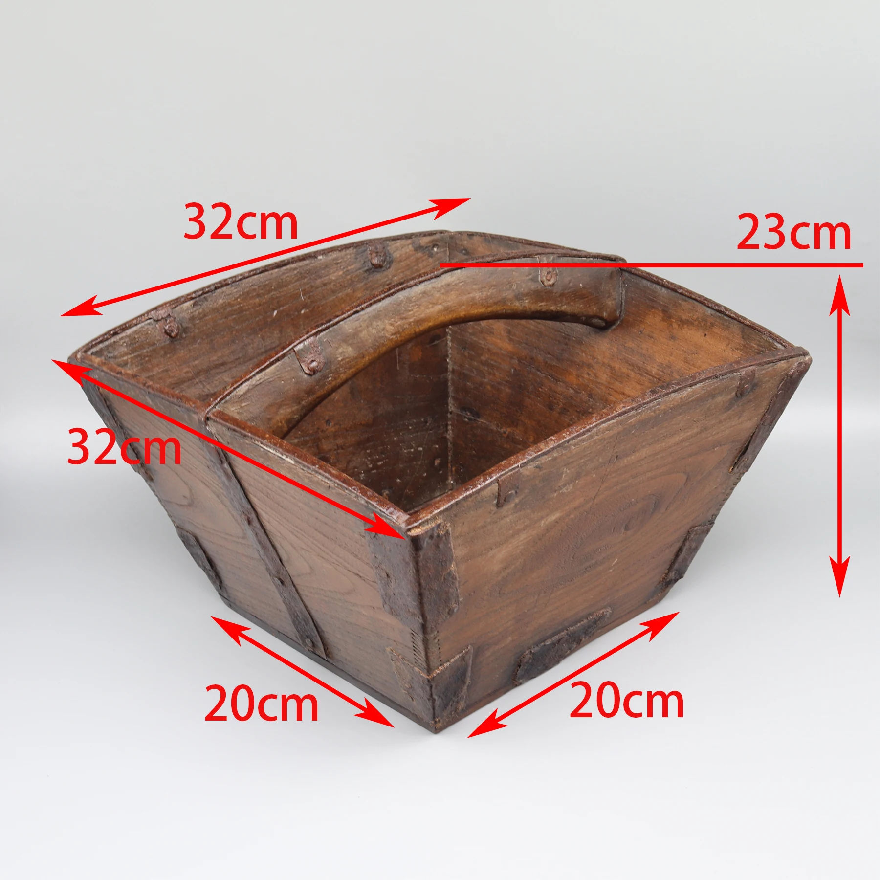 Old Chinese Rice Measure, Magazine Wooden Holder, Functional Storage, Home Decoration