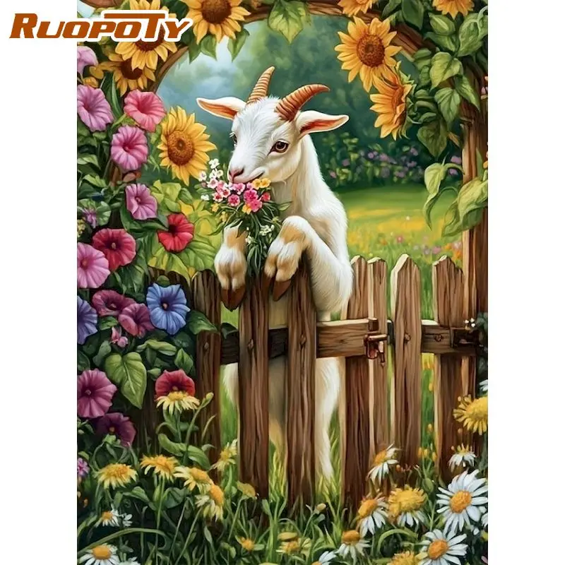 

RUOPOTY Goat Diamond Painting Kits Original Gifts Diamond Art Kits For Adults Animal Full Round/Square Paint By Diamonds For Adu