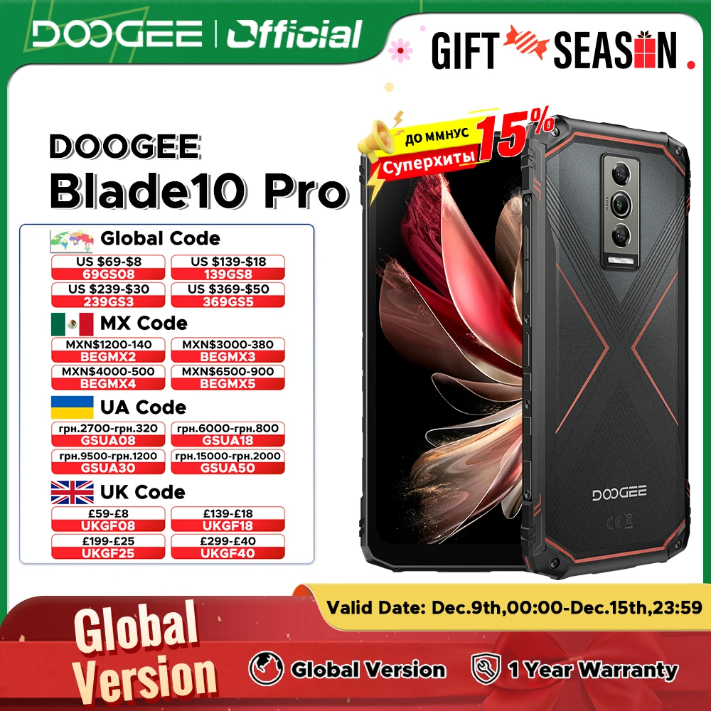 Estreno mundial DOOGEE Blade10 Pro teléfono resistente 6,56 \