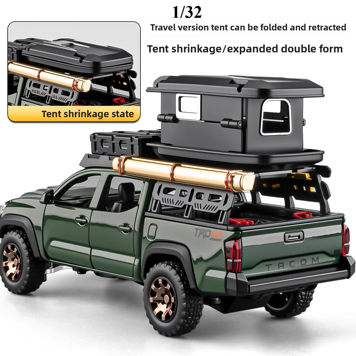 1/24 1:32 タコマ タンドラ 合金製カーモデル おもちゃ ダイキャストメタル サウンドライト プルバック オフロードピックアップトラック モデル キッズギフト