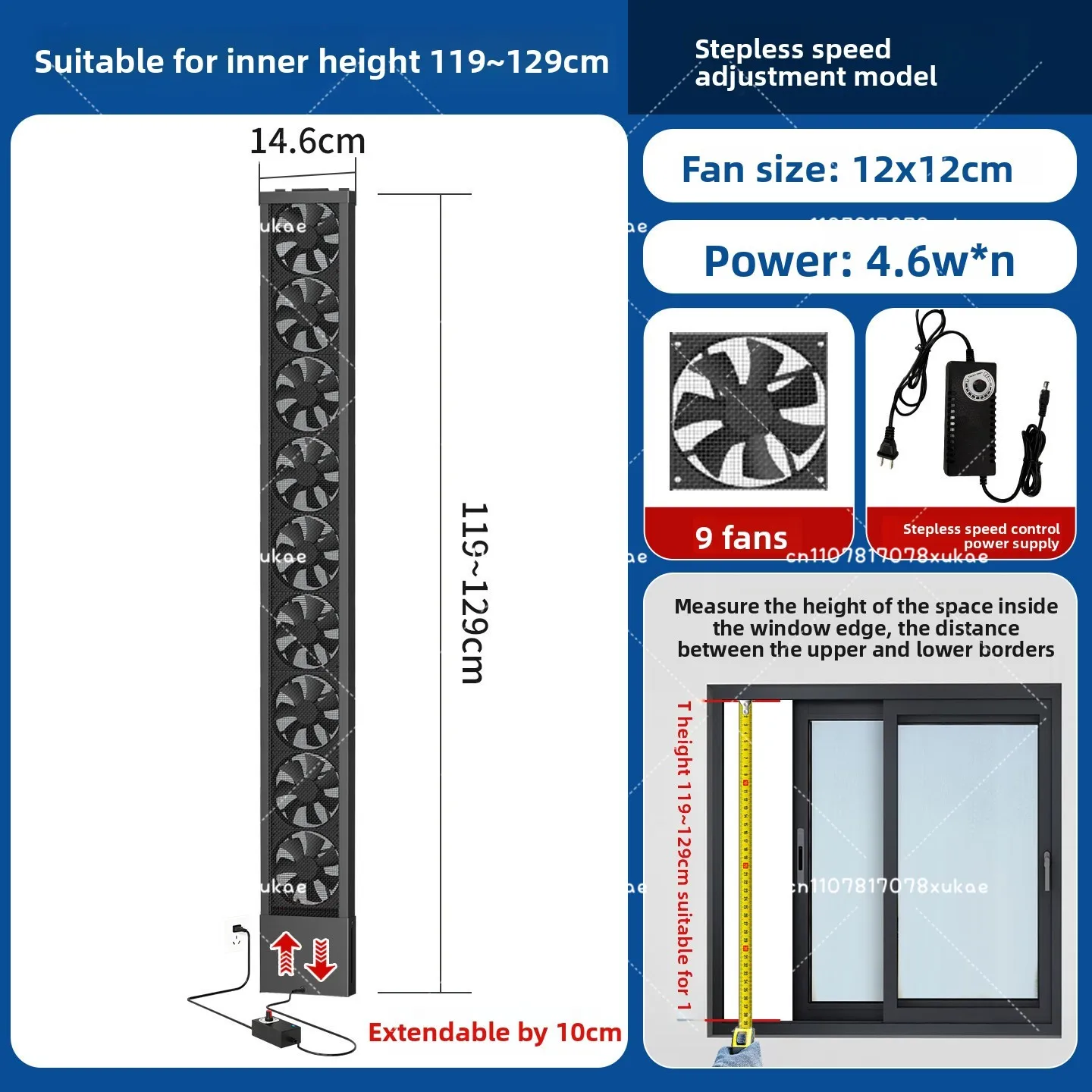 No Drill Retractable Window Exhaust Fan Powerful Quiet Household Ventilation Extractor Fan Tool-Free Easy Installation